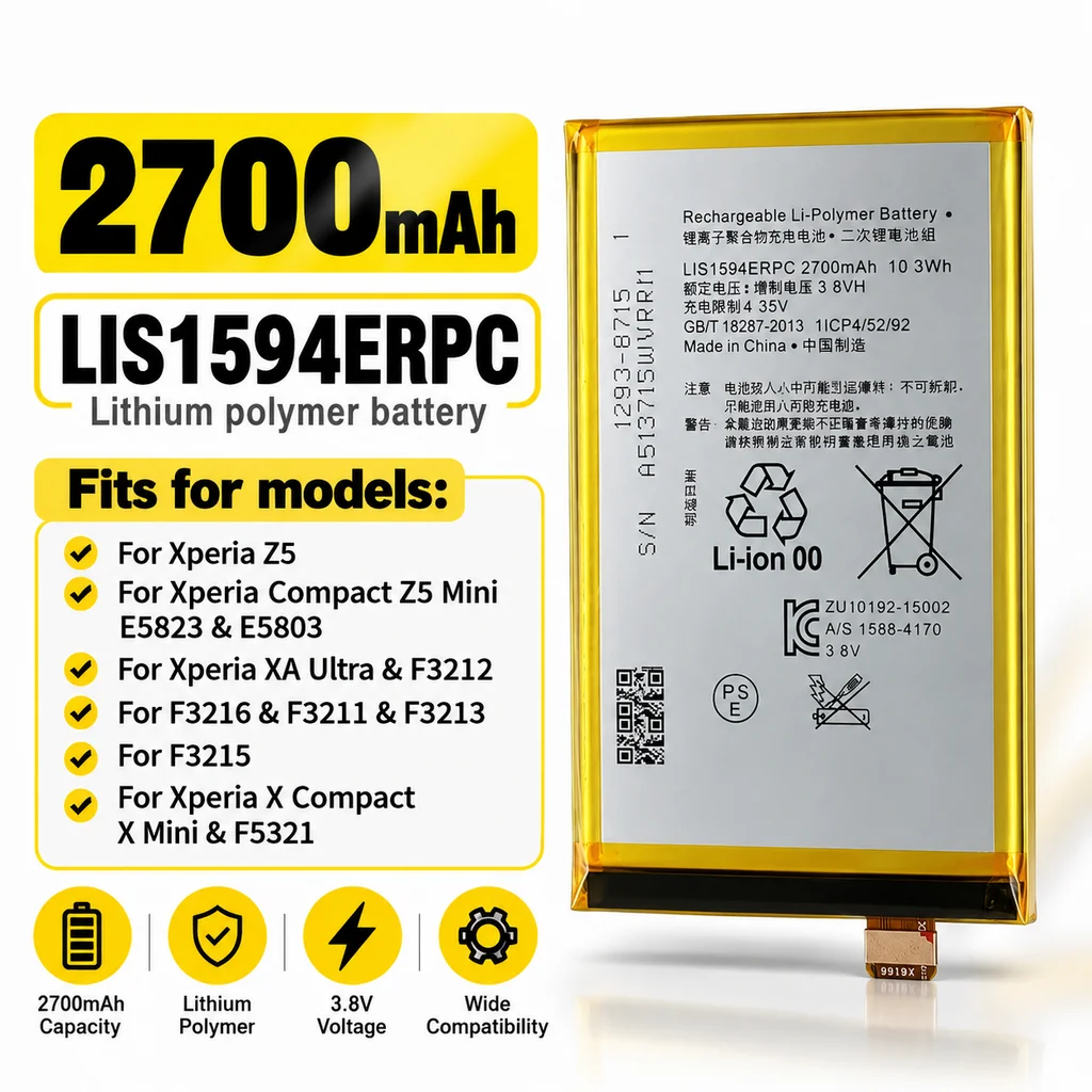 LIS1594ERPC Phone Replacement Battery For Sony Xperia Z5 Compact E5823 F5321 Z5C Z5 Mini Xmini C6 F3212 F3215 F3216 F3216Xc