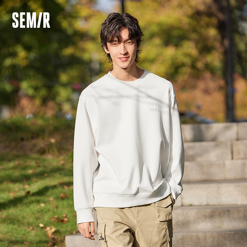 Semir Hoodie Men Spring Loose Drop-shoulder Knitted Top Solid Color Versatile Casual Wear Fashionable and Simple