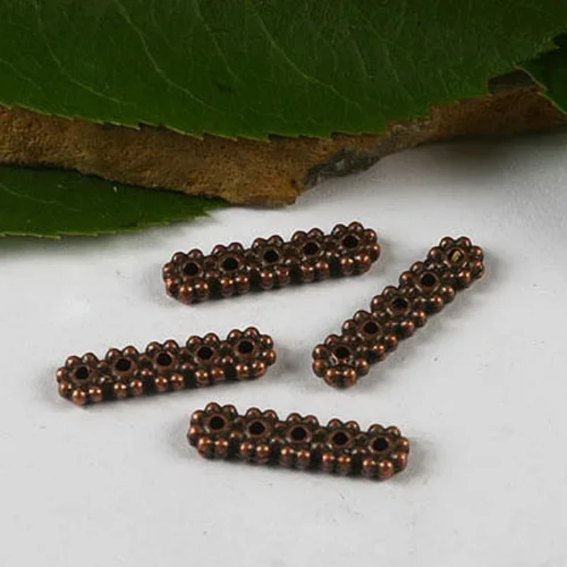 

50pcs Dull Copper-tone 5 In 1 Flower Spacer Beads H2904 Jewelry Making Supplies