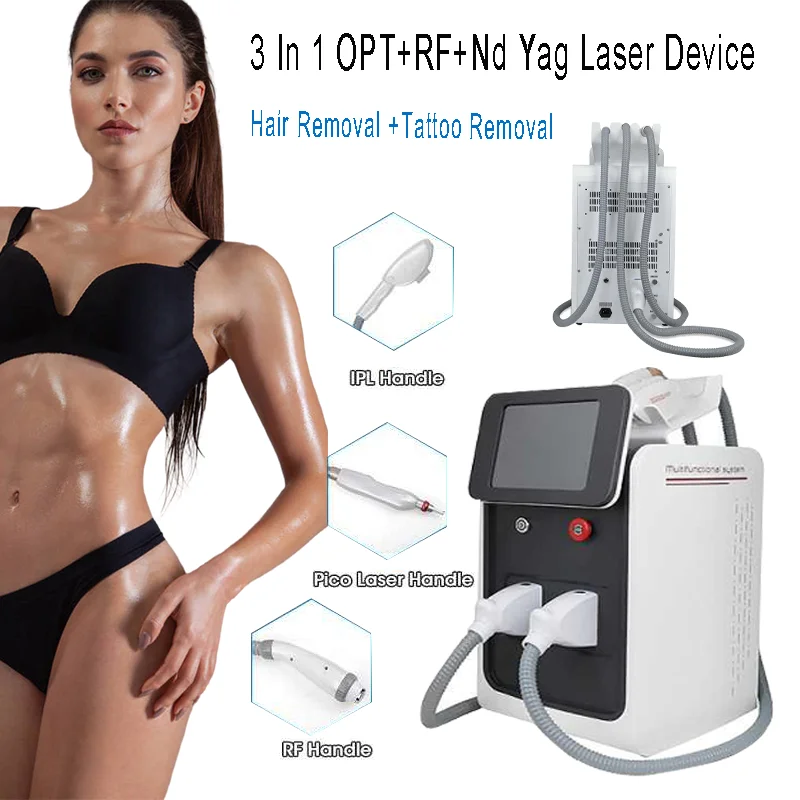 

2025 New Portable 3-in-1 Multifunctional Beauty Instrument IPL+RF+Nd Yag Hair Removal Tattoo Removal Beauty Instrument