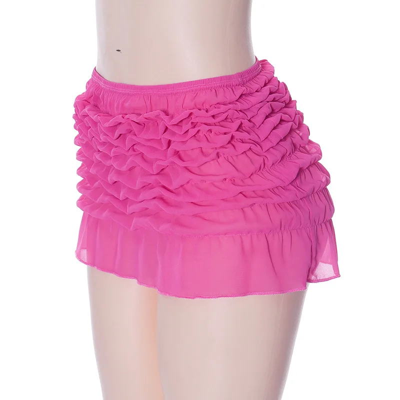 Skmy Y 2K Kleding Vrouwen 2023 Zomer Nieuwe Mode Wave Met Ruches Hoge Taille Omwikkeld Heup Mini Rok Effen Kleur Nachtclub Outfit