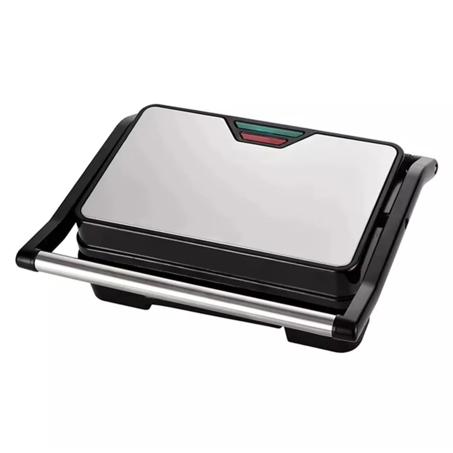 เครื่องทําแซนวิชย่าง Panini เครื่องสแตนเลส 850W Nonstick บาร์บีคิวอาหารเช้าเครื่อง