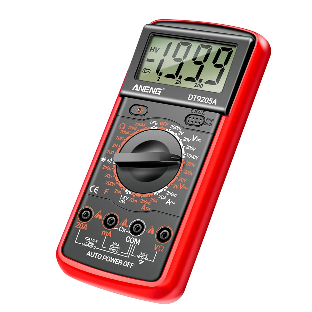 DT9205A Digital Multimeter AC/DC Transistor Tester Electrical NCV Test Meter Profesional Analog for Electrical Tools