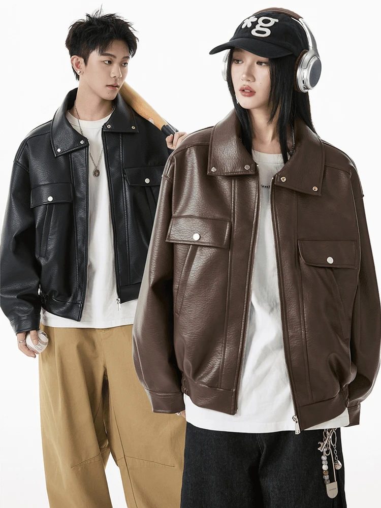 

Waed, американская кожаная верхняя одежда в стиле ретро, свободная осенняя одежда, новинка Sle 2021, молодежная одежда из полиэфирного волокна, застежка-молния