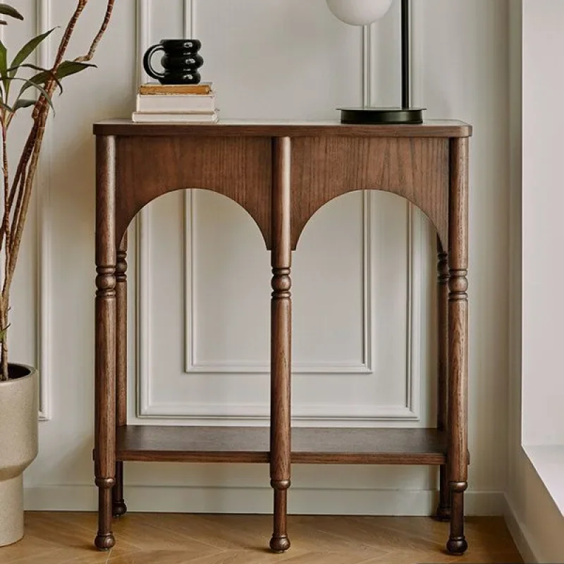 

French retro solid wood entrance cabinet, American entrance table, living room side cabinet corridor, aisle locker, side table