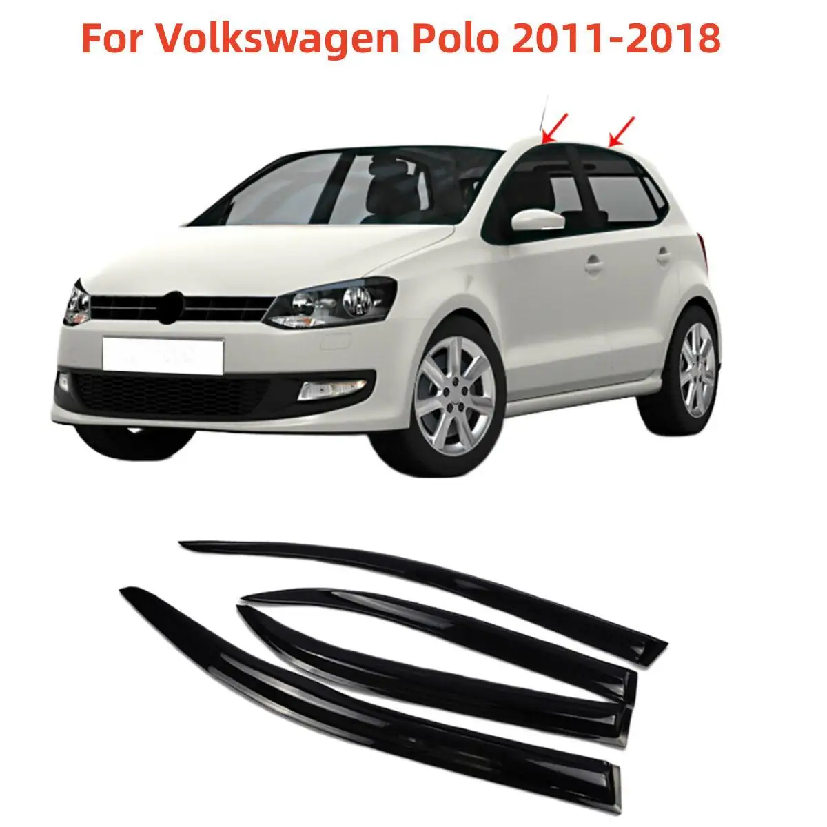 Cars Accessories Window Visors Rain Sun Guard Vent Wind Deflector Weathershield Moulding Trim For VW Volkswagen Polo 2011-2018