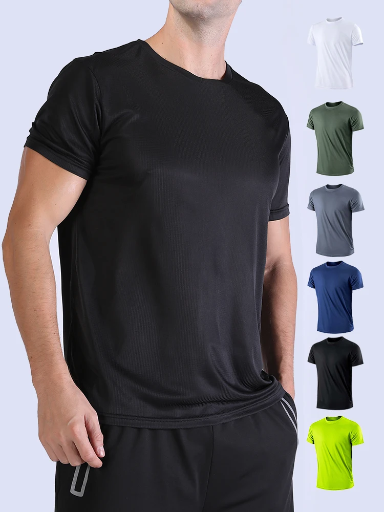 Men's Solid Color Ultralight Quick Dry Sport T-Shirt, Breathable Lightweight Top For Fitness Training Workout Running Gym