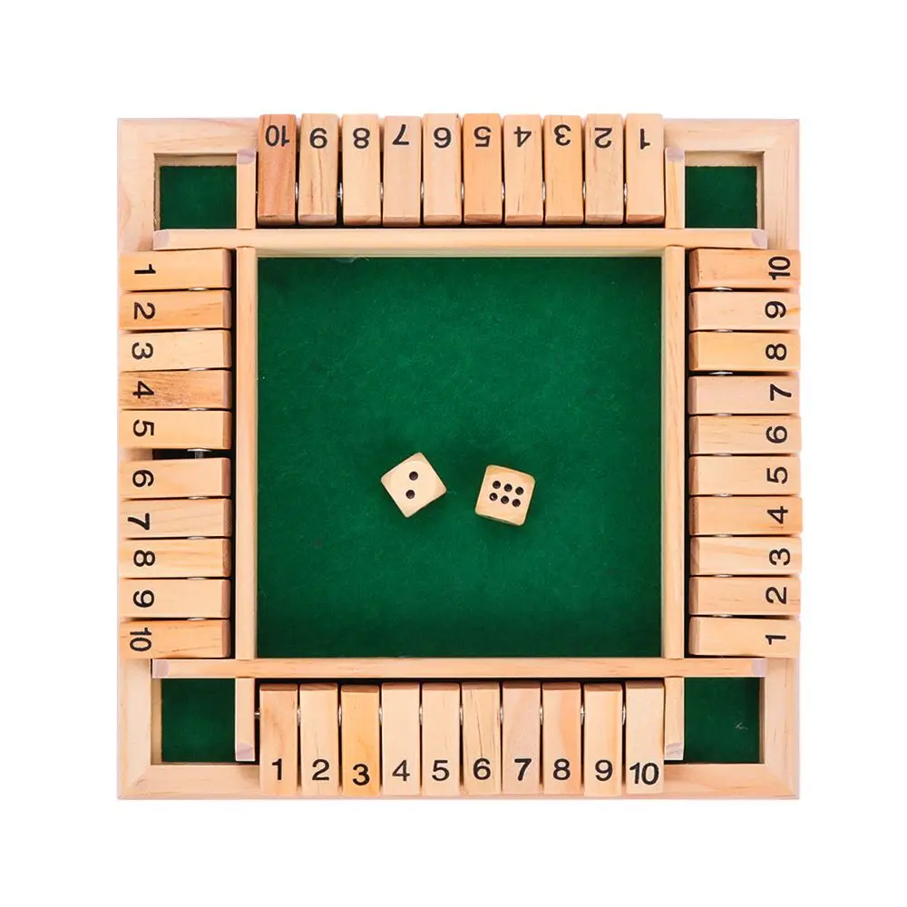 Shut The Box 주사위 보드 게임, 나무 플랩 및 주사위 게임, 4 인용 펍 바 파티 용품, 어린이 및 성인용 가족 엔터테인먼트 