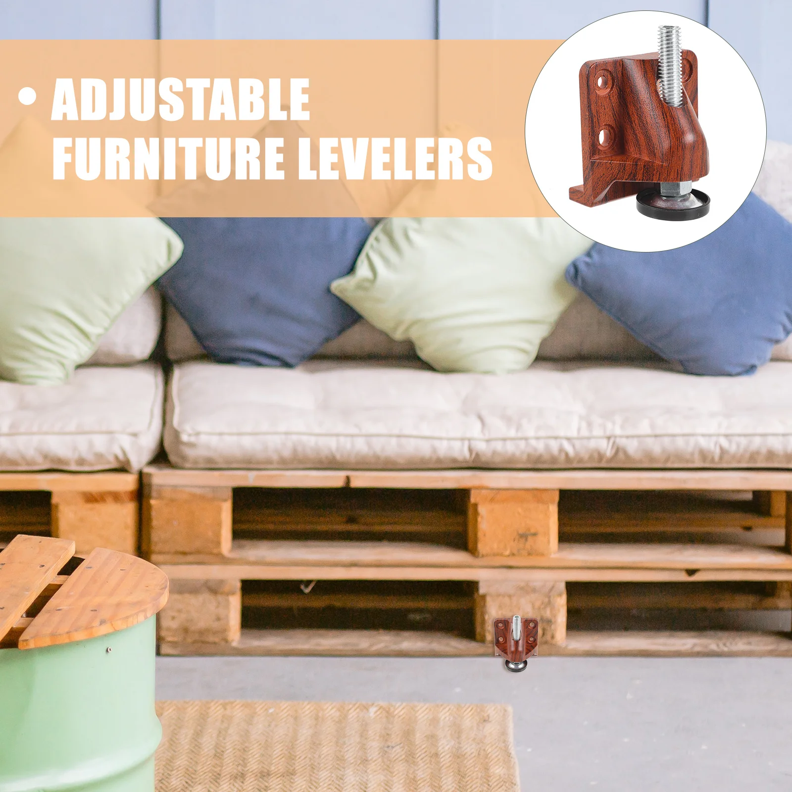 

Heavy Duty Leveling Feet Adjustable Furniture Leveler Wood Grain Non-Slip For Wardrobes Cabinets Table Leg Levelers