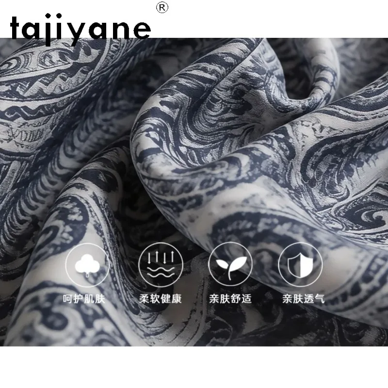 TAJIYANE 97% Mulberry Silk Women T Shirts Sleeveless Summer Tops for Women Blue Shirt Woman Clothing 2026 Loose Tee Shirt Femme