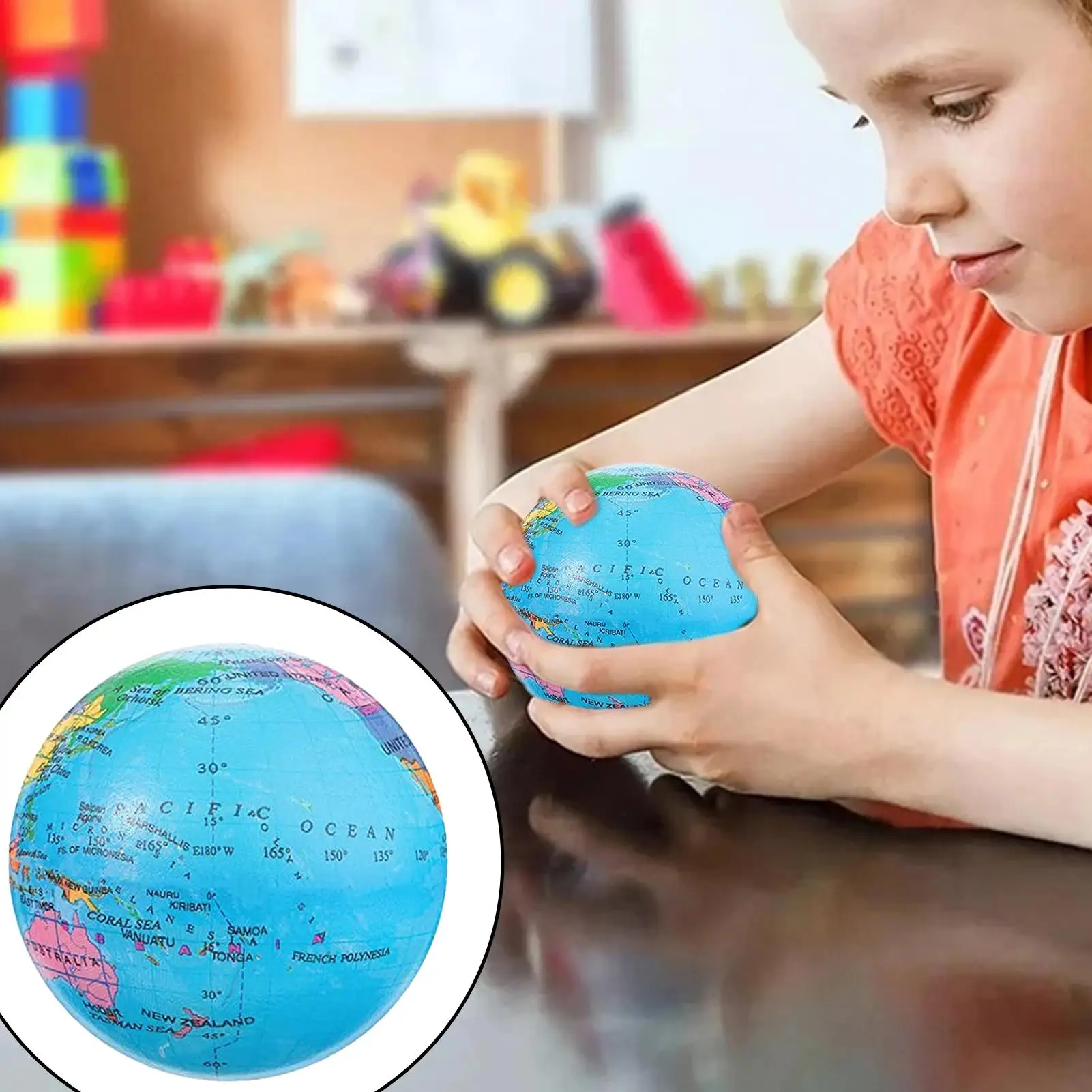 Squish Stress Balls Portable Soft Stress Relief Ball Earth Shaped Fidget Squeeze Toy For Travel Kids Adults Calming
