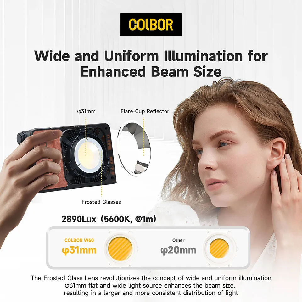 COLBOR Wonder W100 Bi-Color LED Photography Light Portable Handheld Pocket COB LED Lamp for Youtube Outdoor Video Shooting