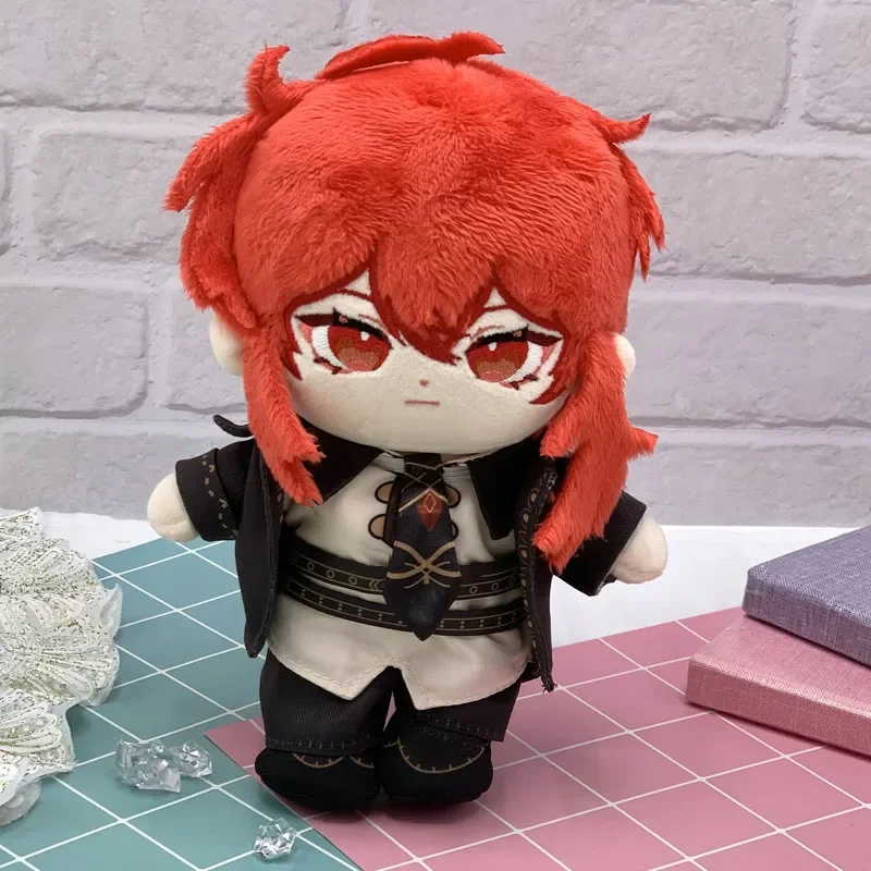 In Stock Genshin Impact Diluc Plush Toy Dolls Anime Cosplay Plushie Figure 20cm Toys kawaii