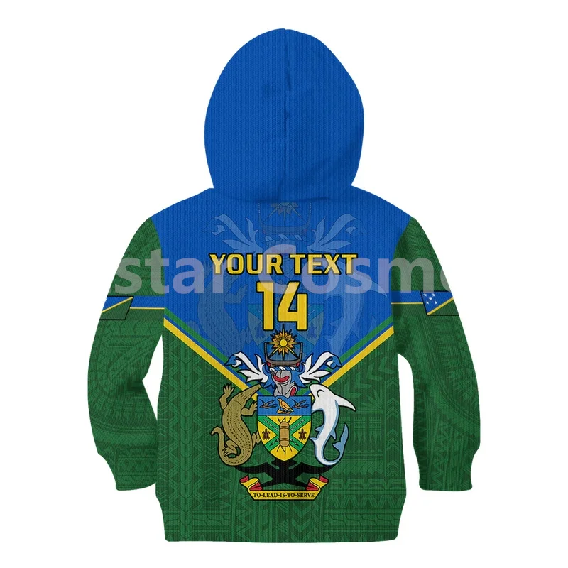 Personalised Solomon Islands Football Kid Hoodie Polynesian Pattern Sporty Style 3d printed Hoodies kids Pullover boy For Girl