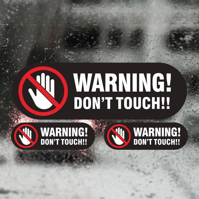 

3PCS WARNING! DON'T TOUCH!! Motorcycle Stickers Waterproof for Motorbike Helmet Front Fairing Fuel Tank Car Body Vinyl Decals