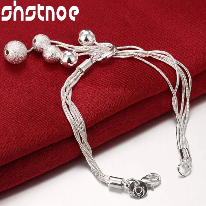 

SHSTONE 925 Sterling Silver Smooth Matte Beads Chain Bracelet For Women Fashion Jewelry Fashion Wedding Engagement Party Gift