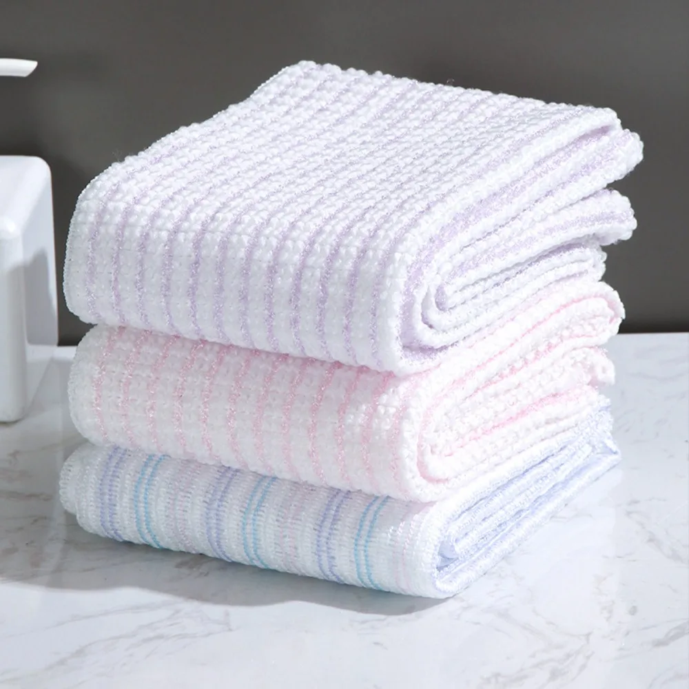 Striped Exfoliating Bath Towel Soft Nylon Shower Scrub Cloth Double Sided Body Skin Clean Wash Cloth Reusable Body Scrub Tool