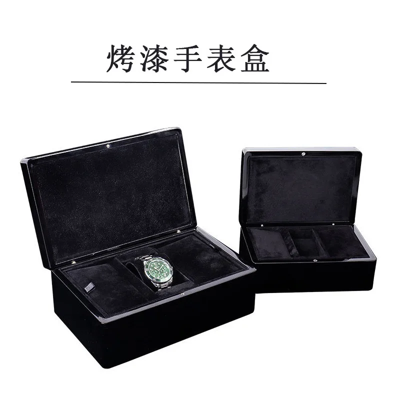 

Piano Paint Glossy All Black Box Watch Storage Wooden Case Watch Jewelry Organizer Packaging Boxs Gift Box