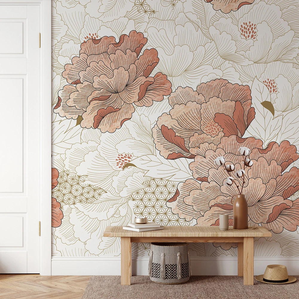 Custom Mural Wallpaper Home Decor White Flower Wall Papers for Bedroom TV Background pink flowers mural Living Room Background