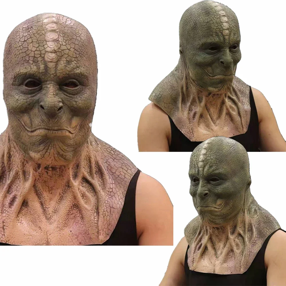 قناع الهالوين المخيف Lmet زي الدعامة كرنفال ThemCreepy لعب الأدوار الحيوان السحلية رجل مخيف مخيف كامل الوجه حفلة كعوب #5