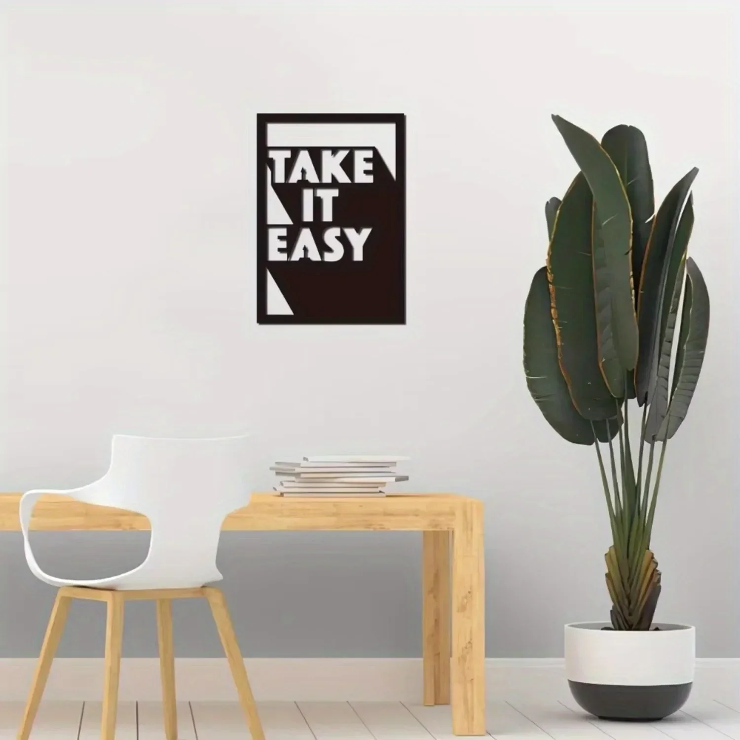 CIFBUY Wrought Iron Wall Sculpture Take It Easy Metal Wall Art Personalized Hanging Sign Elegant Modern Home Decor Aesthetic