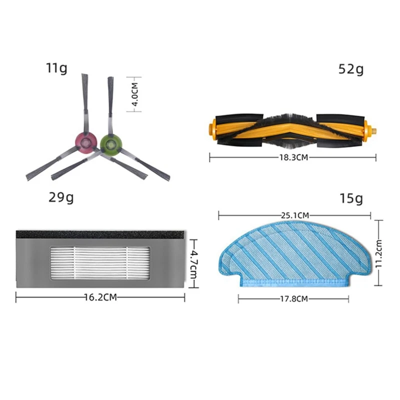 Cepillo lateral principal para Robot aspirador ECOVACS DEEBOT N10 N10 PLUS, filtro Hepa, paño de fregona de plástico, accesorios