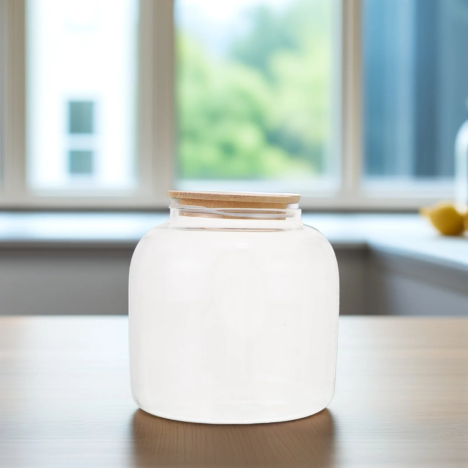 

Airtight Glass Tea Storage Jar Sealed Canister for Tea Leaves Beans C ies Nuts H made Wood Lid Portable Container