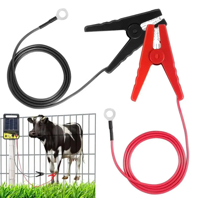 2 PCS Electric Fence Alligator Clips Jumper Leads Wire Portable Electric Fence Connectors Suitable for Most Solar Electric Fence