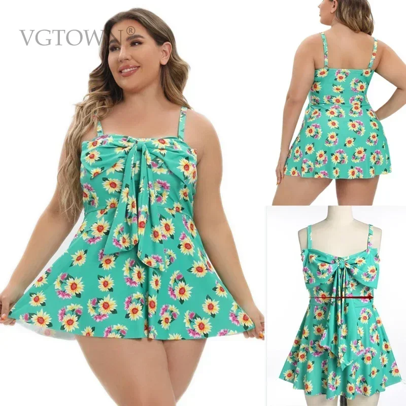 Woman Plus Size 8XL10XL Swimming Suit Sexy Bikini Swimsuit Women 2 Piece Printed Swimdress With Shorts Tankini Set Swimwear