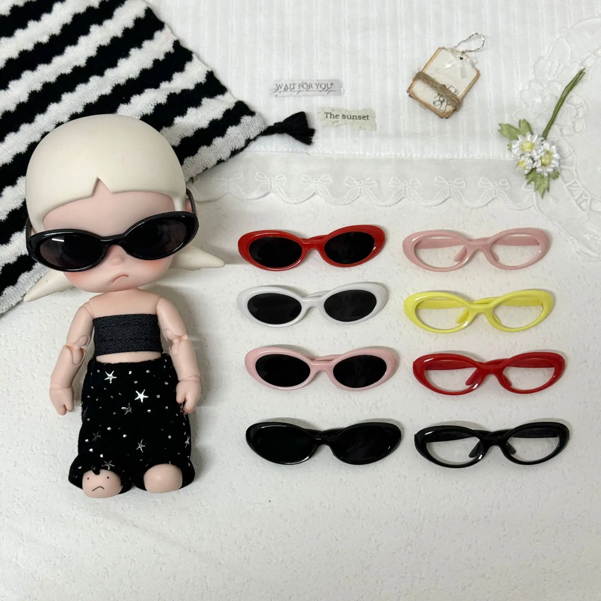 9cm Cat Eye Sunglasses Doll Accessories Fit ZSIGA Spanish Mia Potato Doll Mini Glasses Doll Dress Up Decor Props