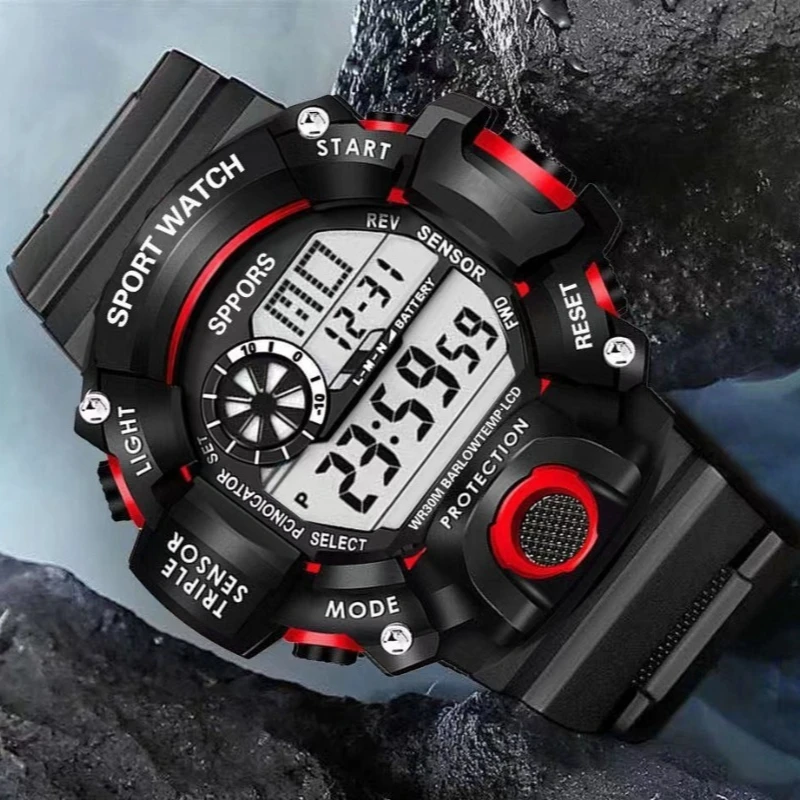 Electronic watch, stylish and simple outdoor large dial, multi-functional sports electronic watch