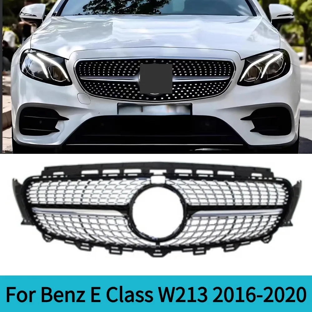 For Mercedes Benz E Class W213 E300 E200 E260 C238 A238 E63 GT Diamond Style Front Inlet Bumper Grille Hood Grill Mesh 2016-2020