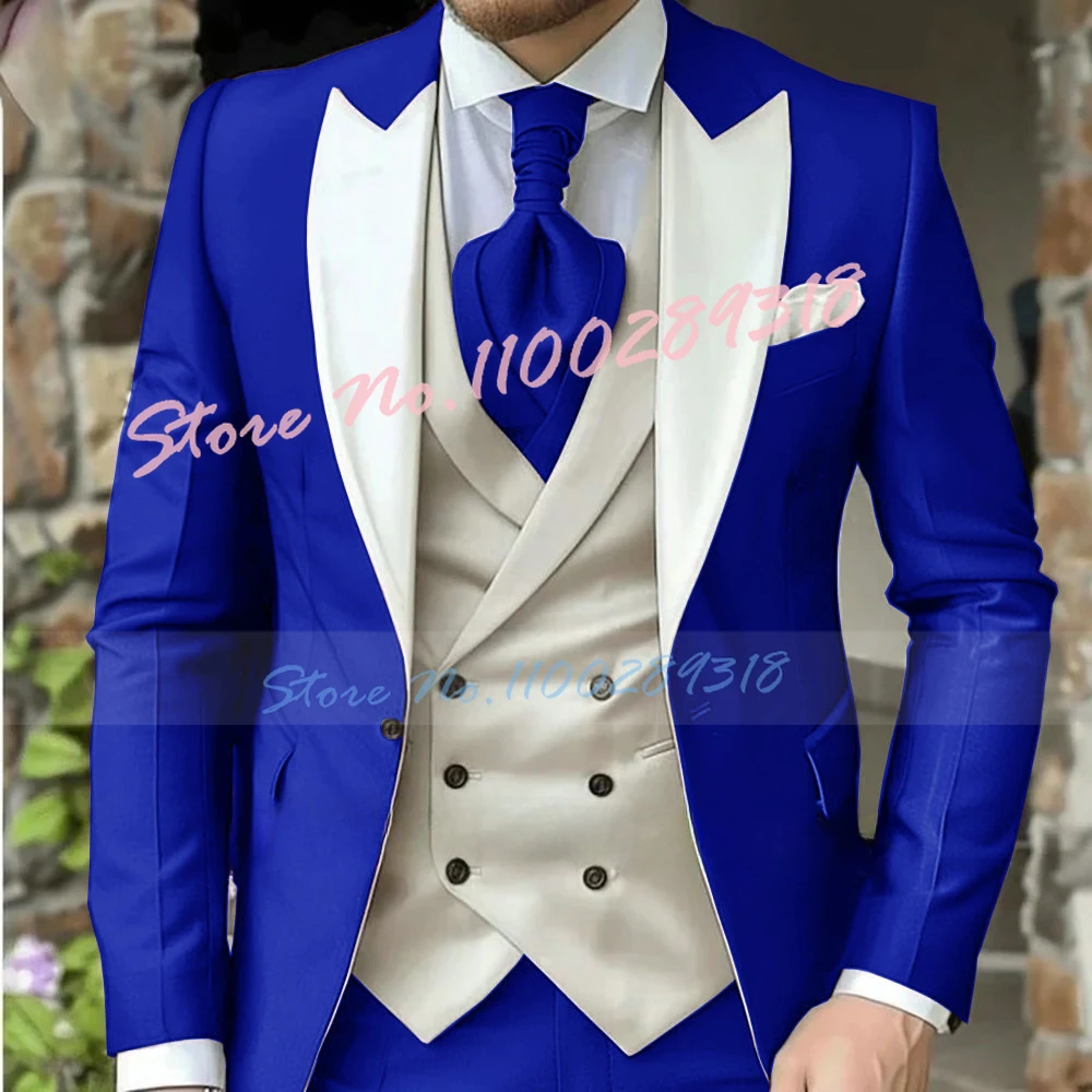 Classic Dark Brown Wedding Suits For Men Custom Made 3 Piece Jacket Vest Pants Set Formal Business Groom Tuxedos Costume Homme