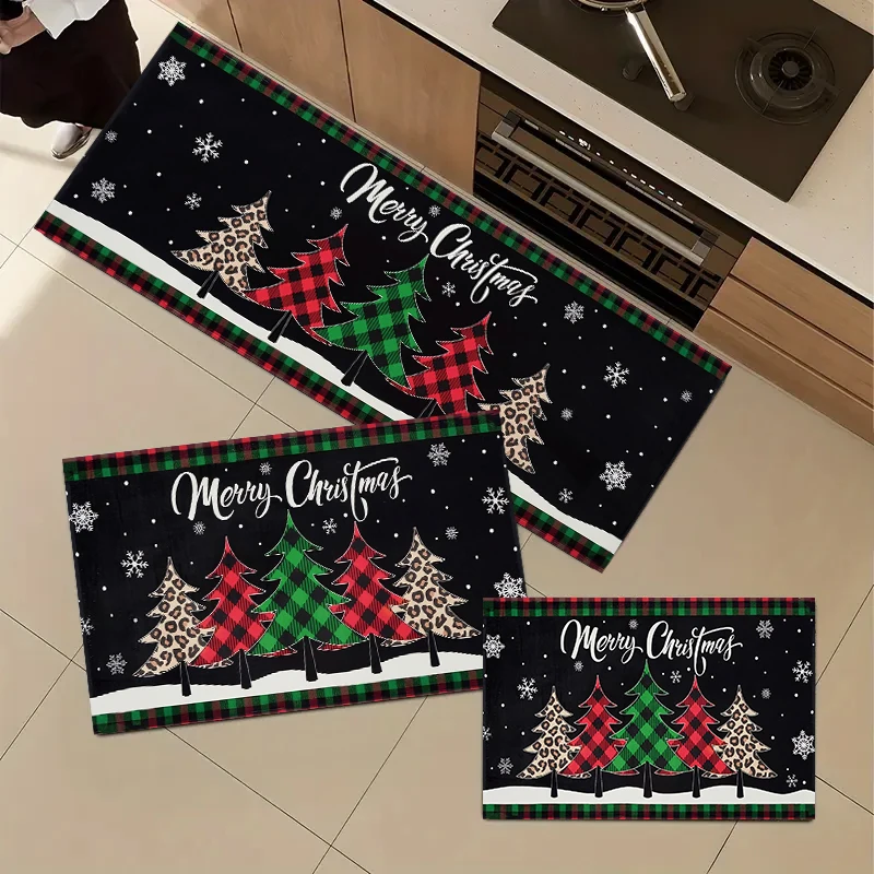 

Christmas kitchen rug, made of flannel, soft and comfortable, washable, suitable for bedroom and dining room