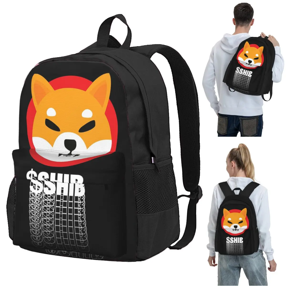 $Shib Shiba Inu Coin Fomo Crypto Memecoin Shibacoin To The Moon  Backpack Student BookBag Kids School Bag Computer
