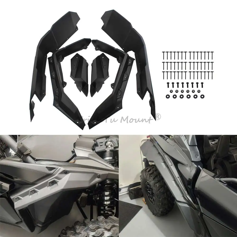 Black Splash Shield UTV Outer Fender Flares Extensions For Can-Am Maverick X3 Max RR Maverick 1000 2014-2023 Polypropylene 1 Set