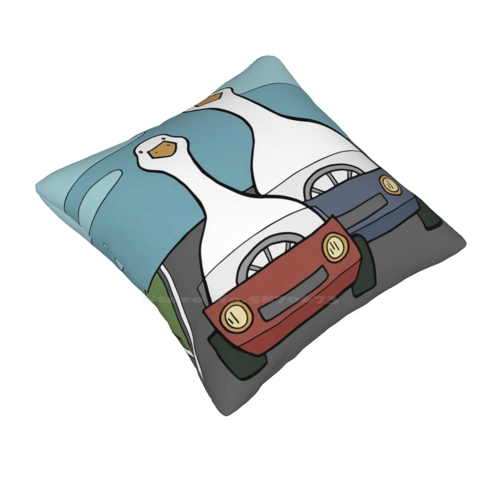 Ducks In A Car Race Home Sofa Car Cushion Cover Pillowcase Cute Ducks Geese Car Race Cars Automobiles Red Car Blue Car Racing