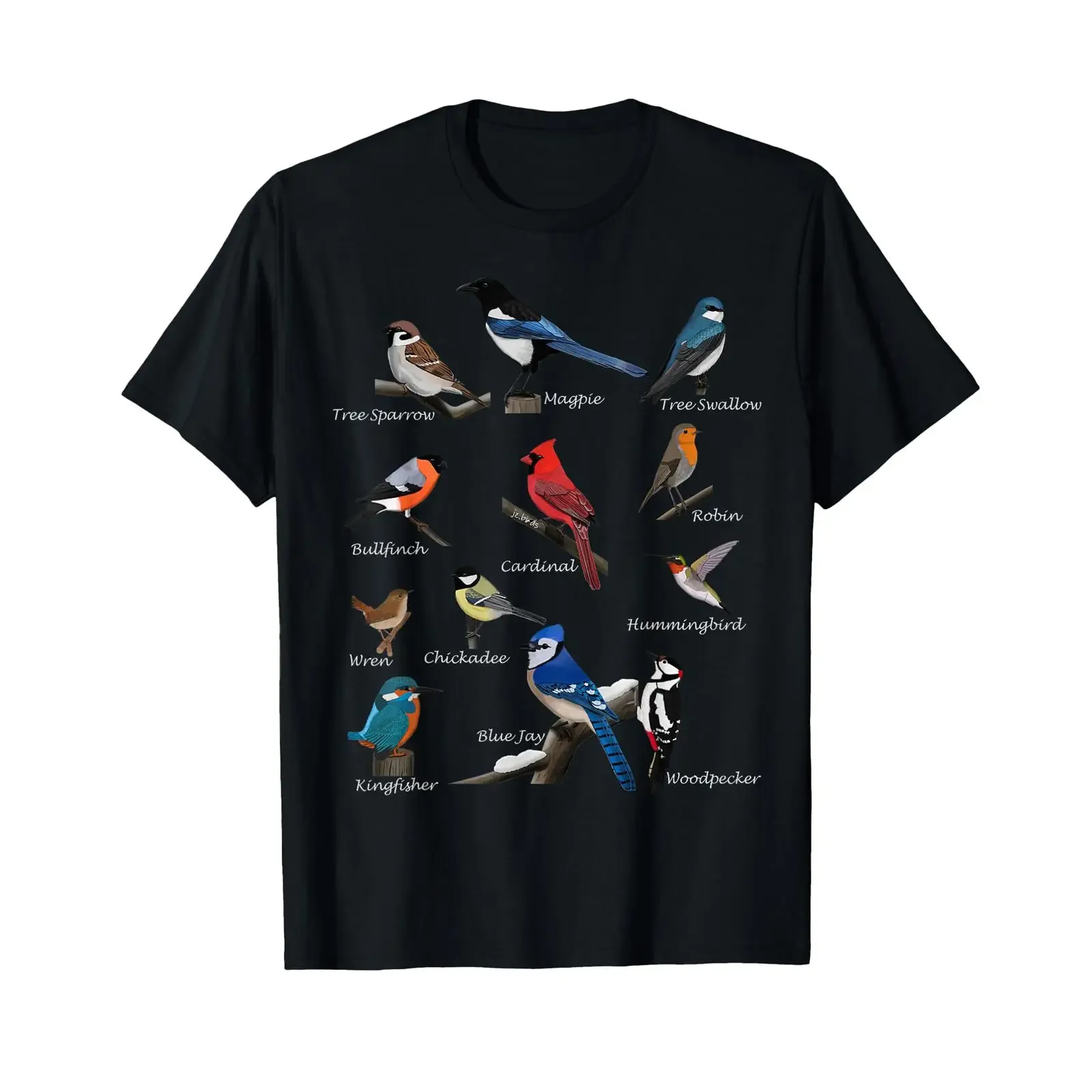 Garden Birds Cardinal Blue Jay Hummingbird Robin Wren Finch T Shirt Small vintage Washed designer clothes graphic Breathable