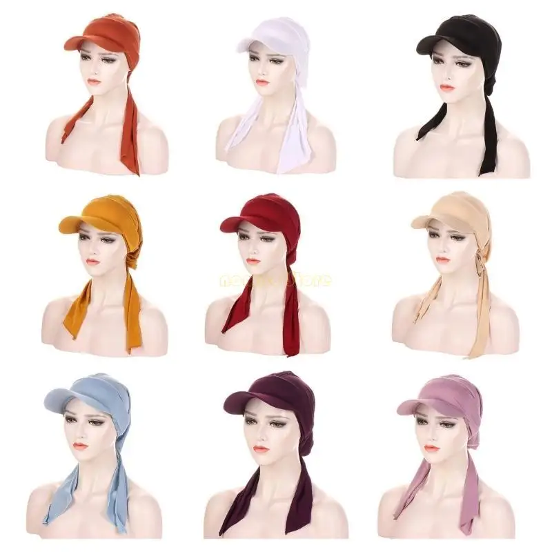 31BF Bonnet Caps Muslim Hijab Stretch Head Wraps for Women Soft Fashion Turban Hat
