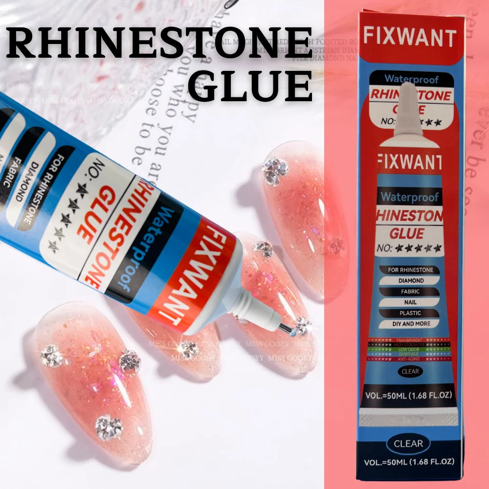 FIXWANT 50ml Transparent Rhinestones Glue Diamond Jewelry Fabric Bonding Gel Nail Application Long Lasting Strong Adhesive