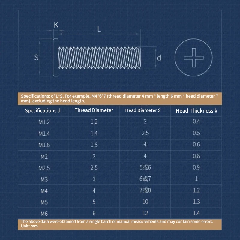 M1.2-M6 CM Thin-head Flat-head Screws, Nickel-plated Flat-head and Phillips-head Screws, Screws for Laptops and Digital Devices