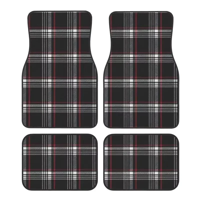 4-teiliger GTI Tartan Autofußmatten-Satz aus Polyesterfaser für die meisten Modelle, rutschfest, schmutzabweisend, langlebig, Vorder- und Hintermatten-Set, Auto-Zubehör – Detail 12