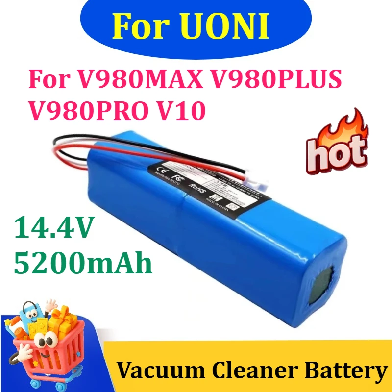 

14.4V 5200mAh Rechargeable Vacuum Cleaner Battery for UONI V980MAX V980PLUS V980PRO V10