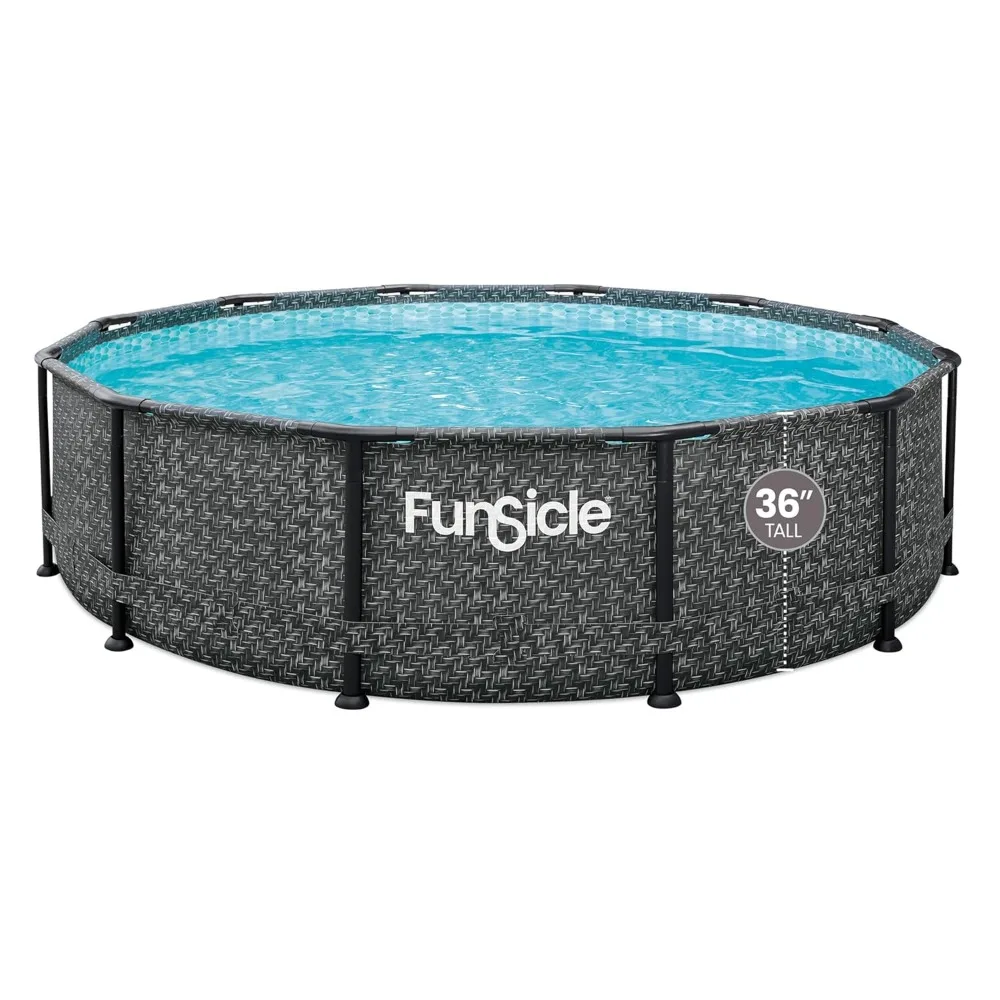 

Oasis Designer 12' x 36" Round Above Ground Swimming Pool Set with 2-in-1 Filter Pump & Ladder - Easy Setup for, Customized
