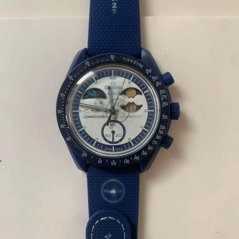 Unisex Moon Phase Quartz Watch, Nylon Strap, Planet Space Dial, Luminous Waterproof Chronograph Wristwatch Fashion Watches