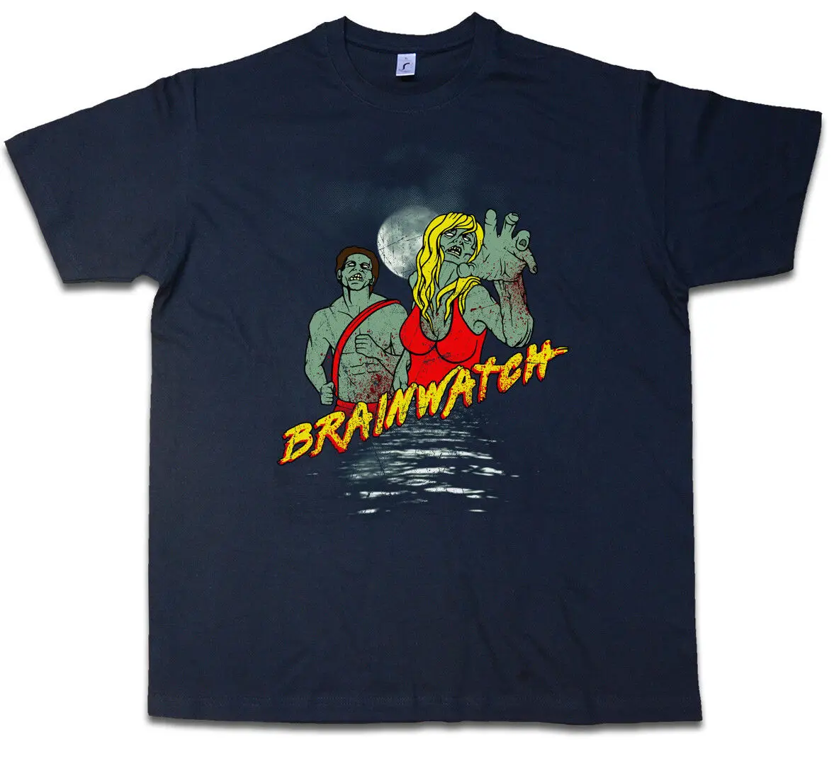 BRAINWATCH T-SHIRT The Walking Baywatch Fun Zombie Dead Life Guard Malibu