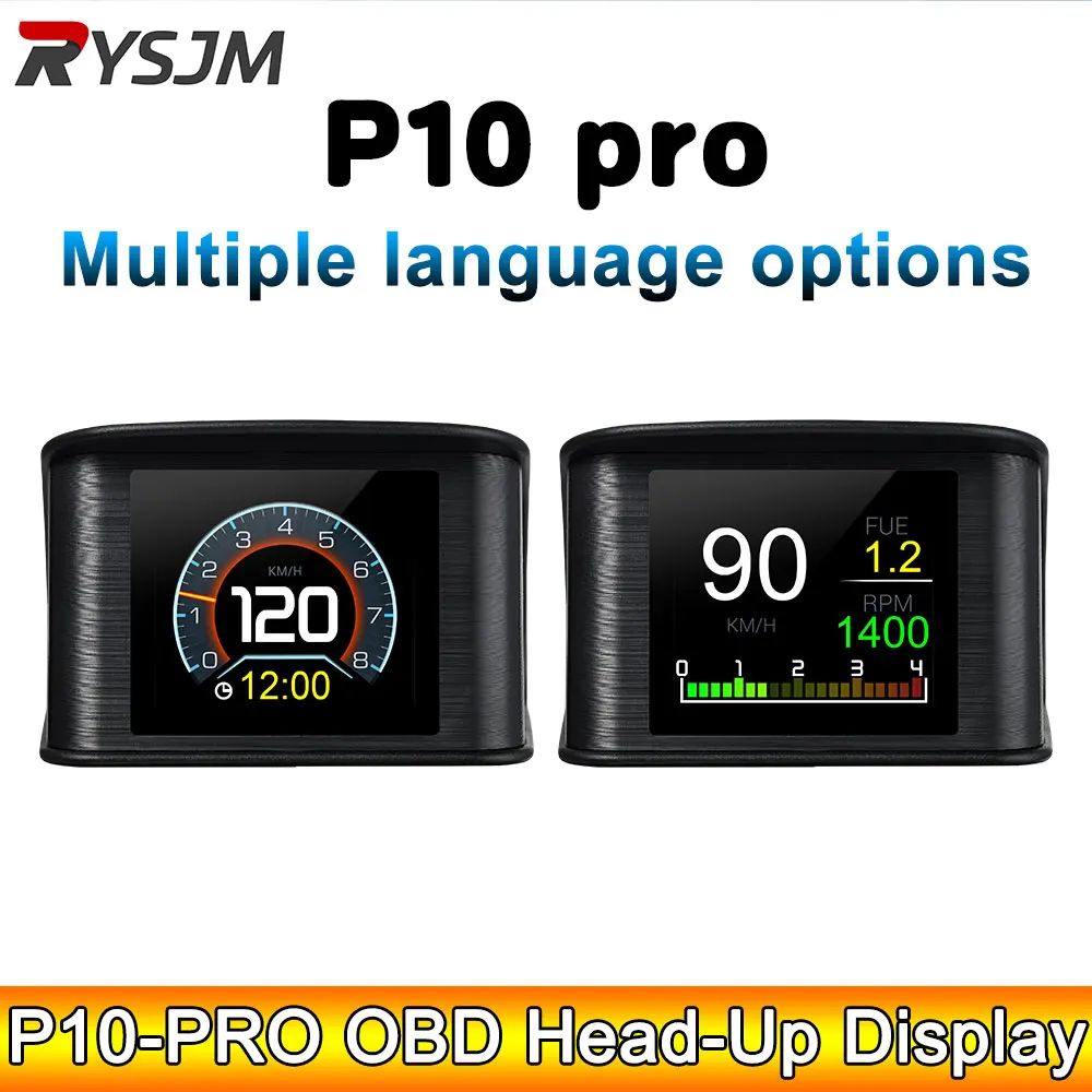 AD Car OBD HUD P10-PRO Head Up Display Digital Speedometer Km/h Fuel Consumption Time Clock Auto Electronic Accessories Alam