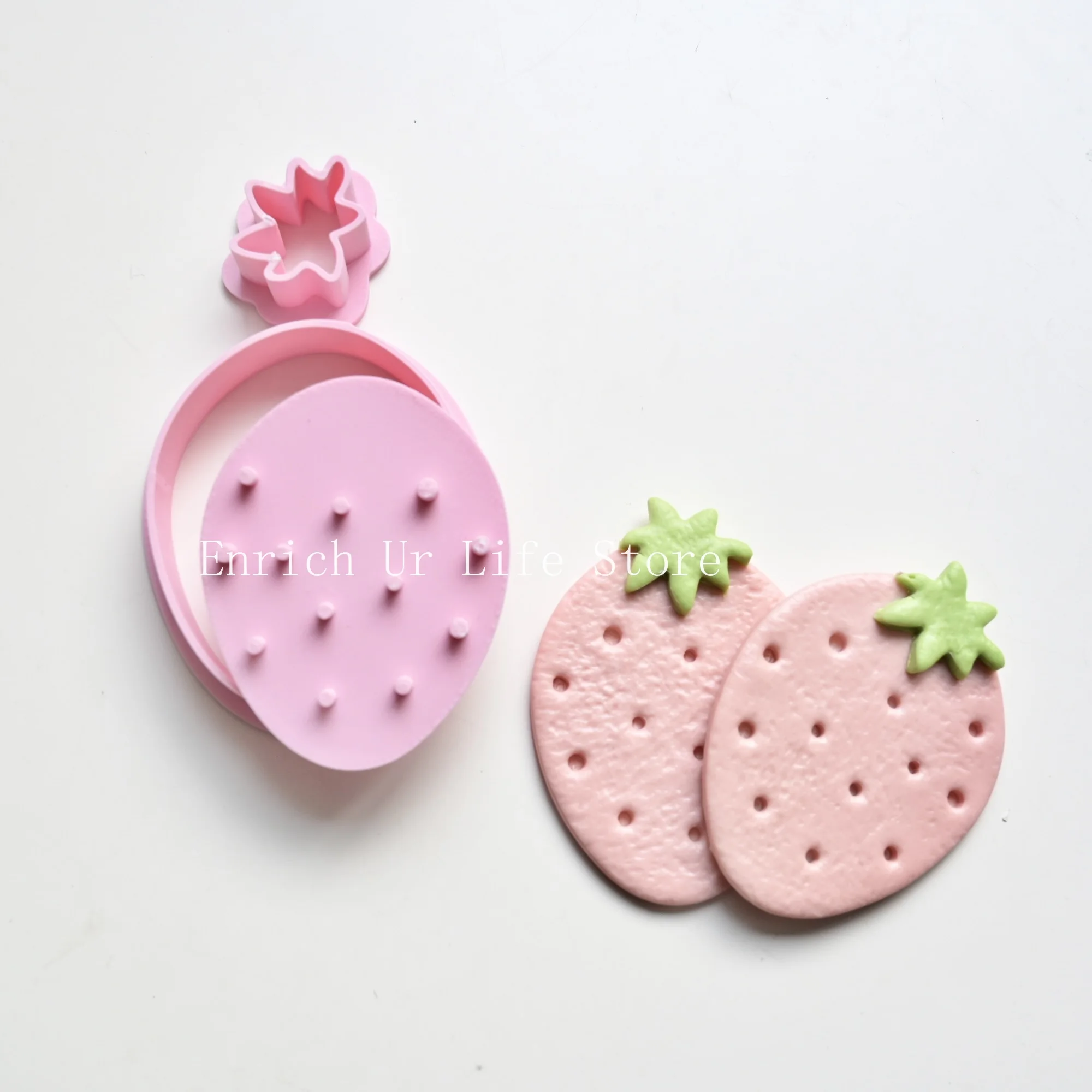 Cortadores de Galletas de Fresa, Moldes de Galletas con Forma de Fresas de Dibujos Animados, Sellos para Galletas de Frutas, Suministros para Hornear Galletas para Bebés
