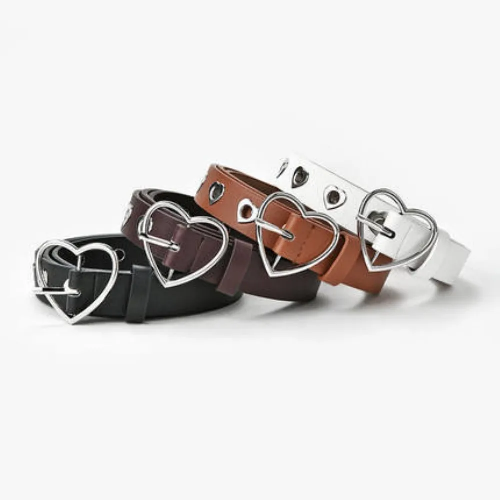 Punk Style High-end PU Leather Cardioid Pin Buckle Belt Women\'s Waist Straps for Jeans & Casual Wear Fashion Novelty Waistband
