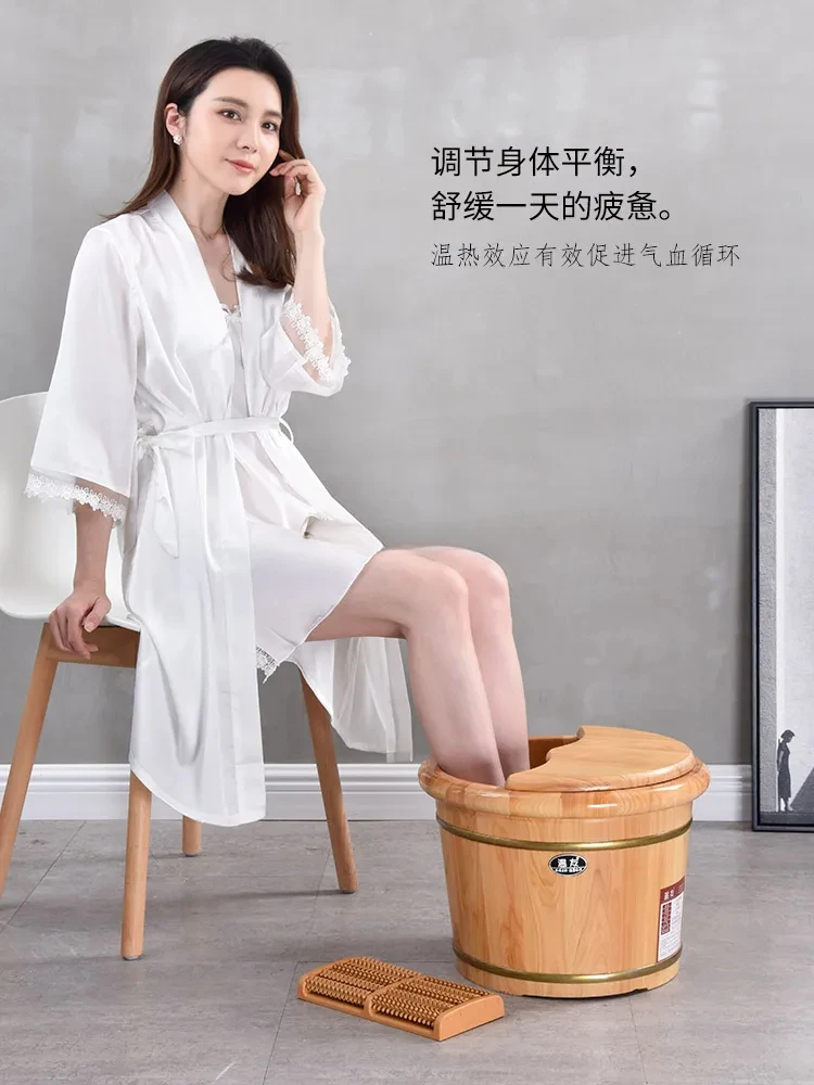 

Foot Bath Wooden Bucket Household Solid Wood Foot Bath Wooden Basin Thermal Insulation